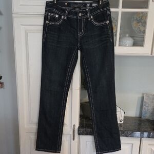 NWOT Miss Me Blue Straight Leg Jeans with Contrast Stitching Size 27